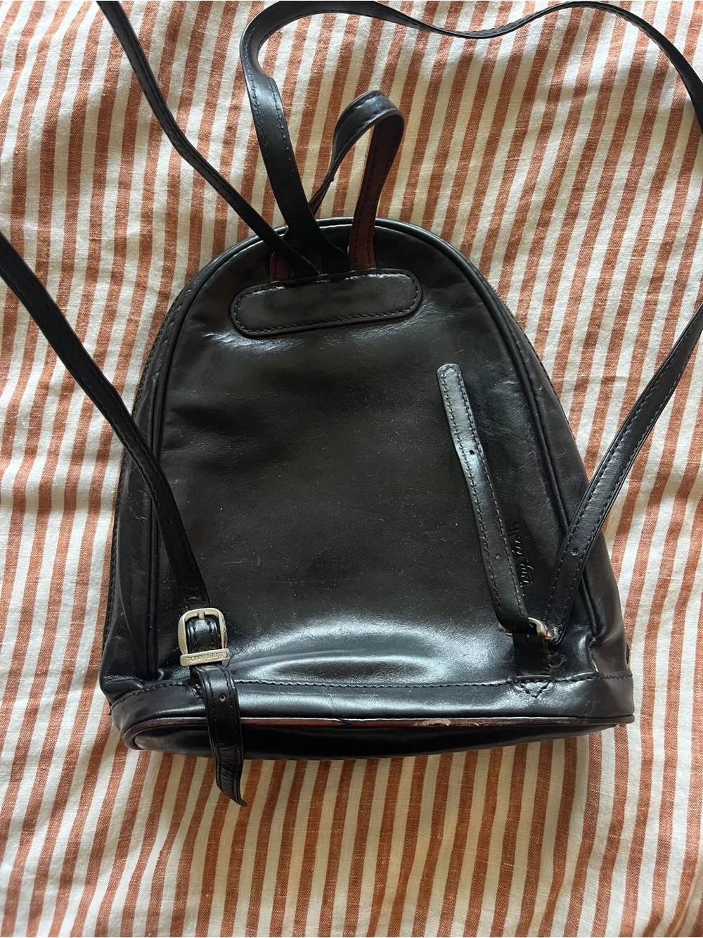 Classic Black genuine Leather Backpack - Unbranded